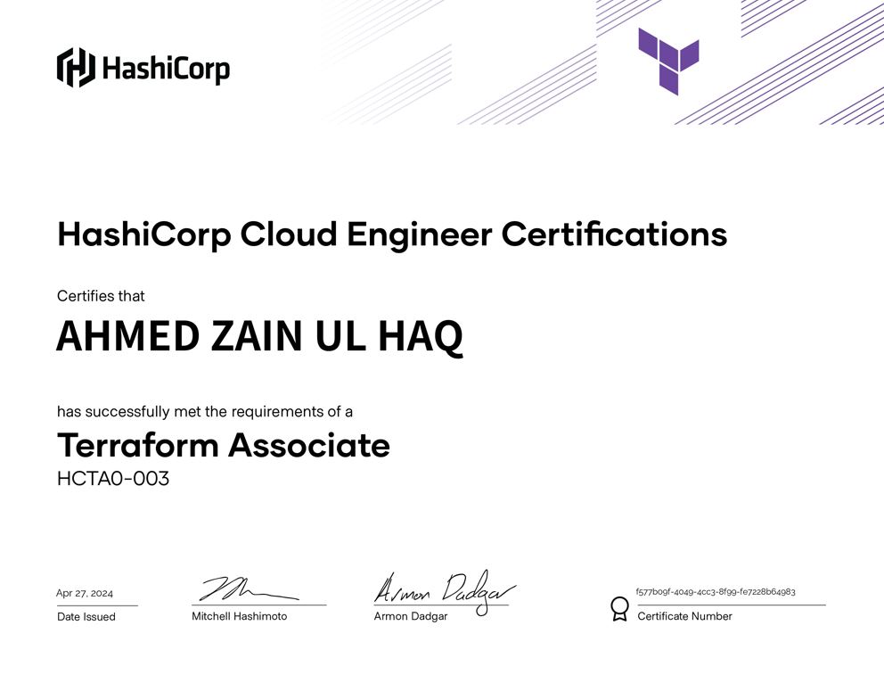 ahmed zain ul haq cloud certified hashicorp-certified-terraform-associate-003